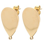 Drop Earstuds 22x14 mm - 304 Stainless Steel Gold x2