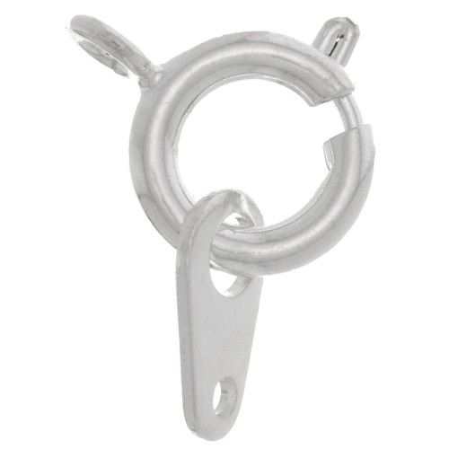Spring clasp with 9 mm tag - Silver x1