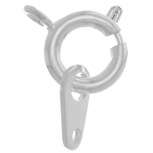 Spring clasp with 9 mm tag - Silver x1