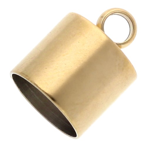Cylindrical end caps for 9 mm cord - 303 Gold stainless steel x4