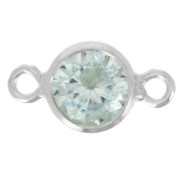 4.5mm 925 Sterling Silver Round Spacers with Zirconium Oxide - Aquamarine x1|raw }}