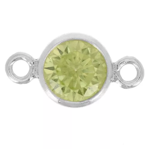 4.5mm 925 Sterling Silver Round Spacers with Zirconium Oxide - Lime x1