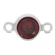Garnet - 4.5mm 925 Sterling Silver Round Spacers with Zirconium Oxide - Garnet x1 4.5mm 925 Sterling Silver Round Spacers with Zirconium Oxide - Garnet x1