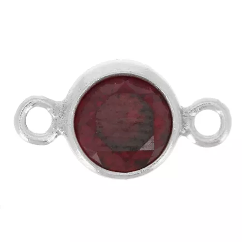 4.5mm 925 Sterling Silver Round Spacers with Zirconium Oxide - Garnet x1