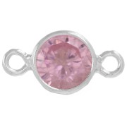 4.5mm 925 Sterling Silver Round Spacers with Zirconium Oxide - Pink x1