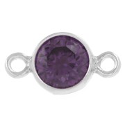 4.5mm 925 Sterling Silver Round Spacers with Zirconium Oxide - Amethyst x1