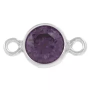 Amethyst - 4.5mm 925 Sterling Silver Round Spacers with Zirconium Oxide - Amethyst x1 4.5mm 925 Sterling Silver Round Spacers with Zirconium Oxide - Amethyst x1