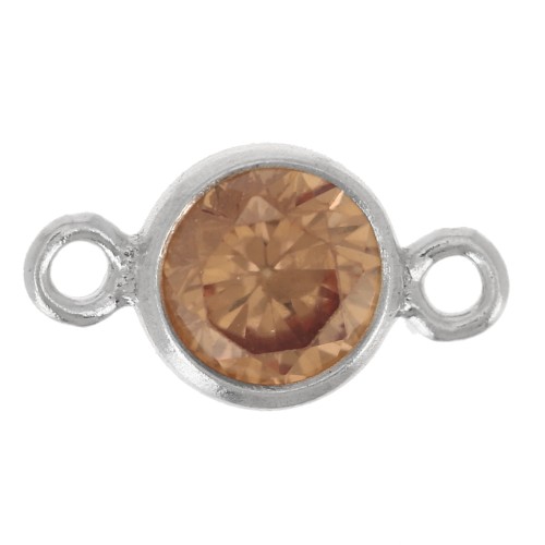 4.5mm 925 Sterling Silver Round Spacers with Zirconium Oxide - Champagne x1