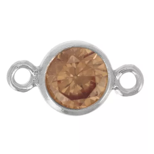 4.5mm 925 Sterling Silver Round Spacers with Zirconium Oxide - Champagne x1