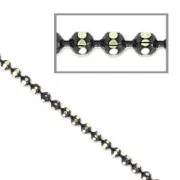 Faceted ball chain 1.5 mm Black/golden tone x1m