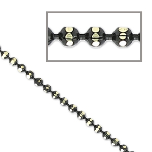 Faceted ball chain 1.5 mm Black/golden tone x1m