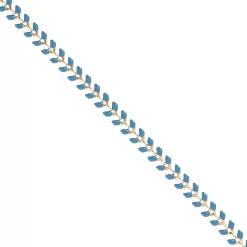 Epoxy resin herringbone chain 6.3 mm Blue gold x 20cm