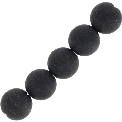10mm Round gemstone beads - Onyx Frosted Black x5