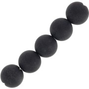 12mm Round gemstone beads - Onyx Black frosted effect x1|raw }}