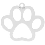 Dog Paw Charm 15 mm - 925 Sterling Silver x1
