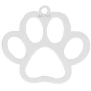 Dog Paw Charm 15 mm - 925 Sterling Silver x1