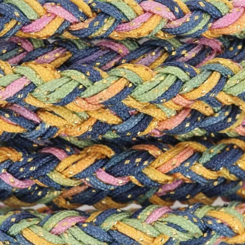 5mm braided nylon cord - Navy - pink - green - gold x2m