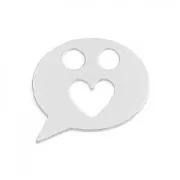 925 Sterling Silver bubble heart two holes pendant 12 mm x1