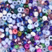 Preciosa Seed Beads 8/0 - 3 mm - Green, Blue, and Pink Mix x 20 g