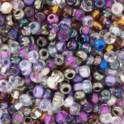 Preciosa Seed Beads 8/0 - 3 mm - Silver/Purple Mix x 20 g