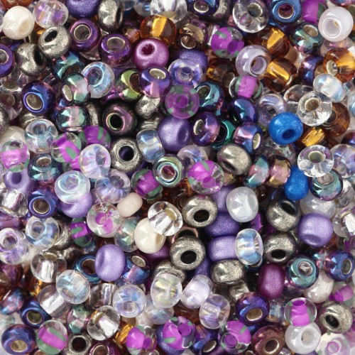 Preciosa Seed Beads 8/0 - 3 mm - Silver/Purple Mix x 20 g