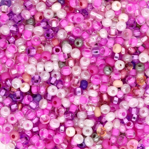 Preciosa Seed Beads 11/0 2 mm - Pink and Purple Assortment - 20 g