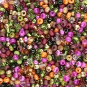 Preciosa Seed Beads 11/0 2 mm - Assorted Green, Pink, Orange, and Rose Gold x 20 g
