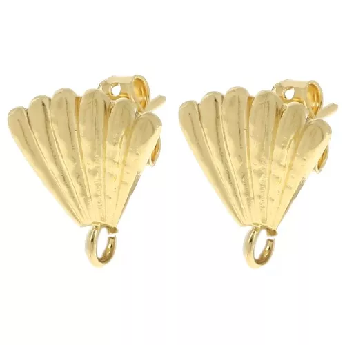 15x14mm Shell earstuds - Fine gold plated x2