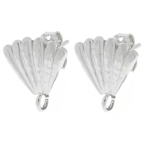 15x14mm Shell earstuds - Fine silver plated x2