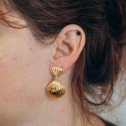 15x14mm Shell earstuds - Fine silver plated x2