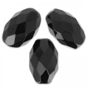 Fire polished faceted olive-shaped beads 15x10 mm Jet x5