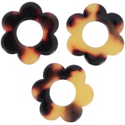 18mm acetate flower pendants - Tortoiseshell - Brown - Black x10
