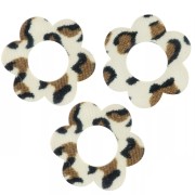 18mm acrylic Flower pendants - Cheetah Brown - Black x10