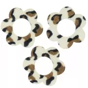 Pendants - Charms - 18mm acrylic Flower pendants - Cheetah Brown - Black x10 18mm acrylic Flower pendants - Cheetah Brown - Black x10