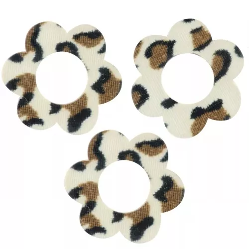 18mm acrylic Flower pendants - Cheetah Brown - Black x10