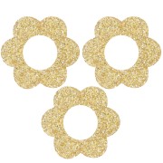 18mm acrylic flower pendants - Gold glitter x10