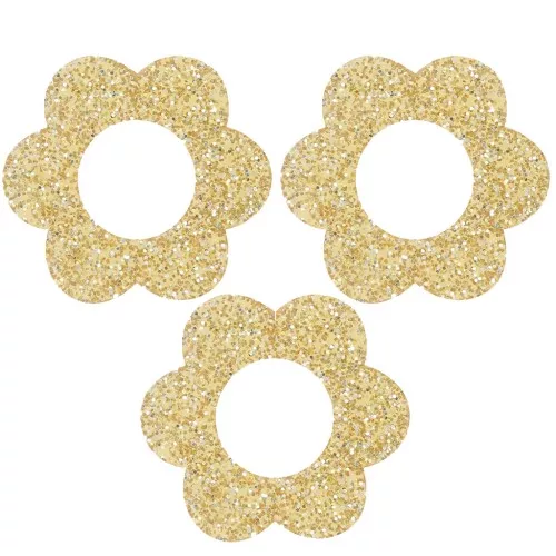 18mm acrylic flower pendants - Gold glitter x10