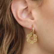 18mm acrylic flower pendants - Gold glitter x10