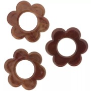 18mm acetate flower pendants - Marbled Dark Brown x10|raw }}