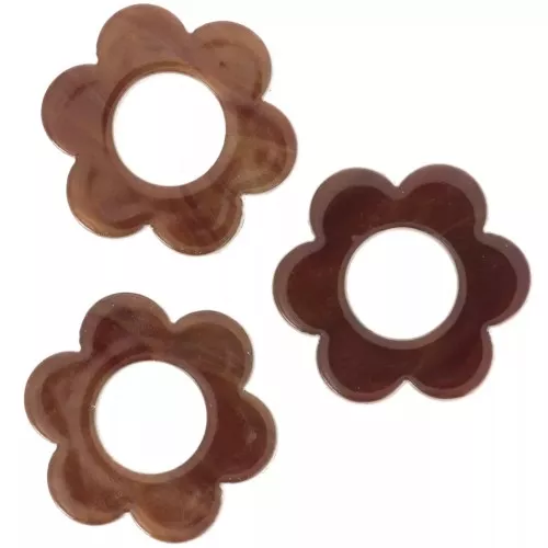 18mm acetate flower pendants - Marbled Dark Brown x10