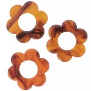 18mm acetate flower pendants - Amber marbled - Dark brown x10