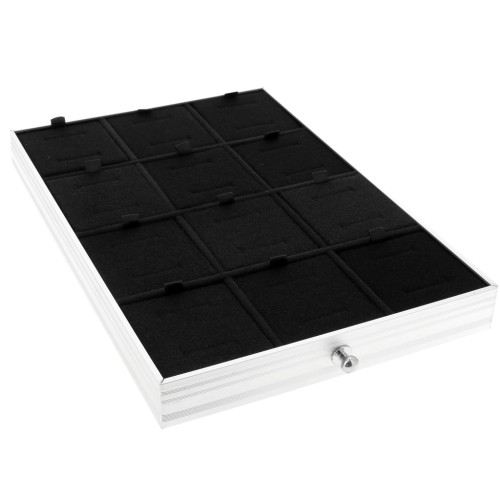 29x20cm 12-compartmen tray with foam - jewelry carrying case - Black x1