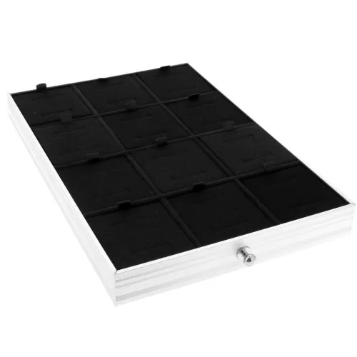 29x20cm 12-compartmen tray with foam - jewelry carrying case - Black x1