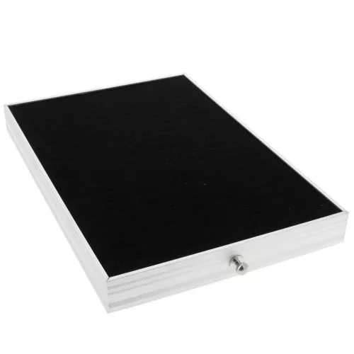 29x20cm Tray with 72 compartments for rings - jewelry carrying case - Black x1
