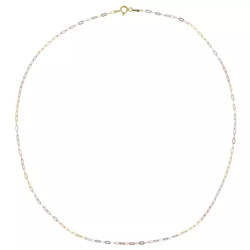 1.7mm 925 Sterling Silver Rectangle Necklace - Fine gold plated - Rose Gold x45cm