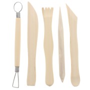 Set of 5 wooden modelling tools - Natural x1|raw }}