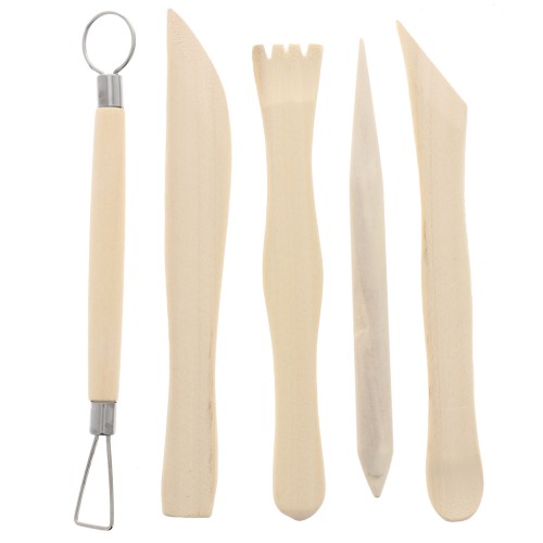 Set of 5 wooden modelling tools - Natural x1