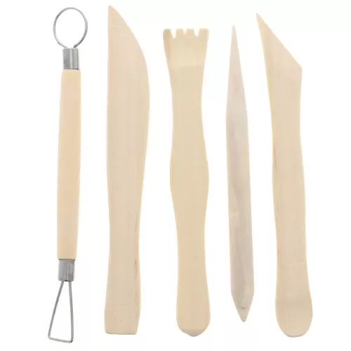 Set of 5 wooden modelling tools - Natural x1