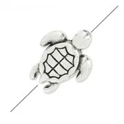 Mini turtle bead 9x7 mm Antique Silver Plating x1