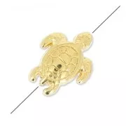 Mini turtle bead 9x7 mm fine Gold plated x1